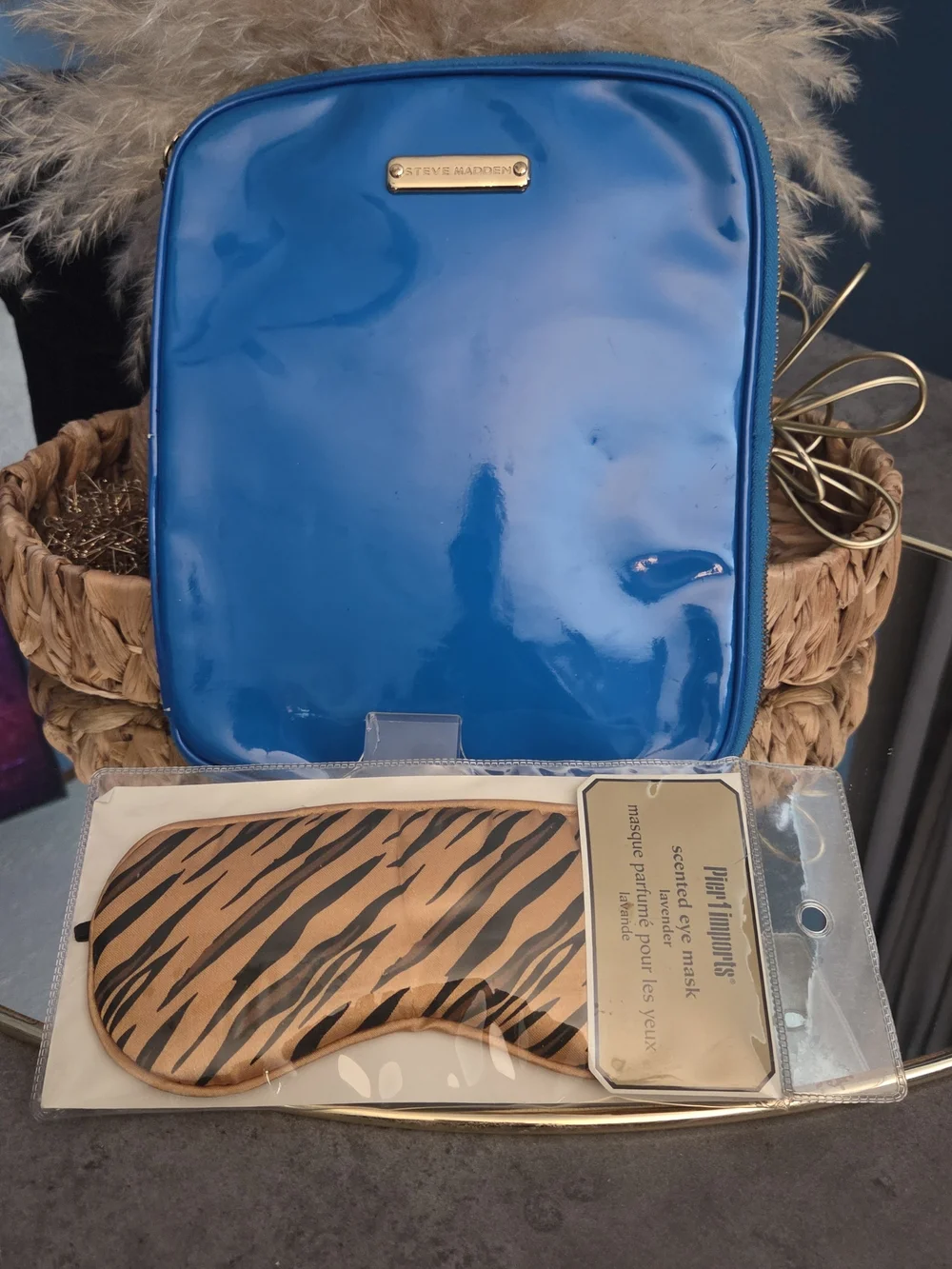 Steve Madden Blue Patent Travel Organizer & NIP Pier 1 Lavender Eye Mask